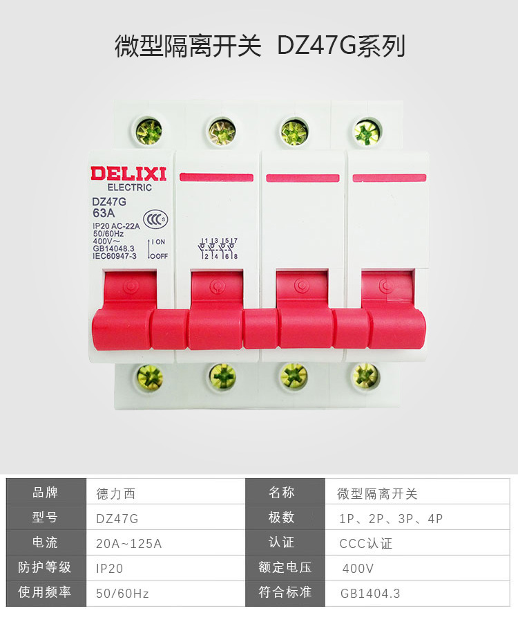 德力西电气 dz47g 小型隔离开关 48个/箱